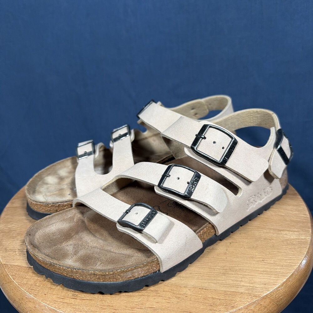 Birkenstock Birki's Ellice Beige 3 Strap Slingback Women Sandals Size 38 / 7